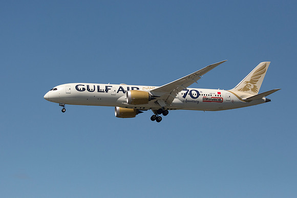 Boeing 787-9 Dreamliner (A9C-FE) Gulf Air {70th Anniversary livery]